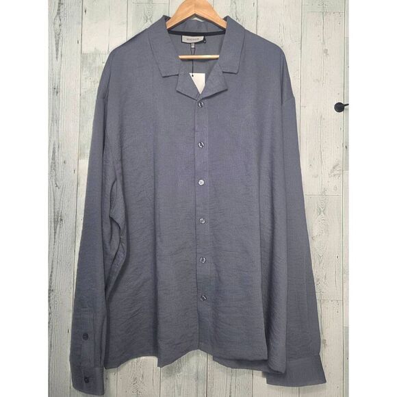 Mauvais Fiorano Relaxed Fit Textured Long Sleeved Shirt in Storm Sz 5XL - Picture 4 of 8